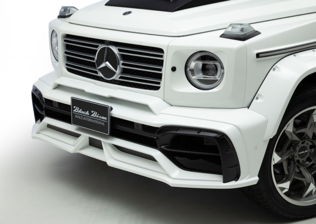 wald black bison w463a mercedes g class g63 g550 body kit studio angle front bumper hood panel fender arch set led bar v12c wheel rim white 2019 2020